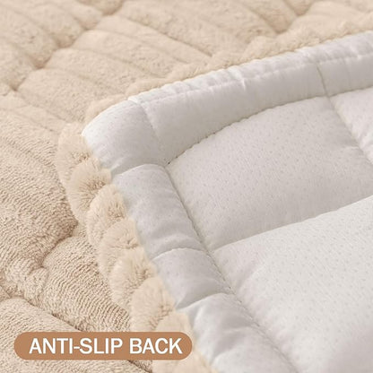 Smiry Couch Cover for Dogs Washable, Non Slip Fuzzy Pet Couch Covers for 3 Cushion Sofa Pet Friendly, Thick Soft Sofa Slipcovers Cushion Protector (Apricot, 27.6" x 59")