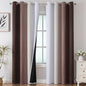 Estelar Textiler Brown and Greyish White Ombre Blackout Curtains 90 Inch Length 2 Panels Set, Thermal Insulated Grommet Drapes for Bedroom,Full Room Darkening Gradient Curtains for Living Room,52Wx90L