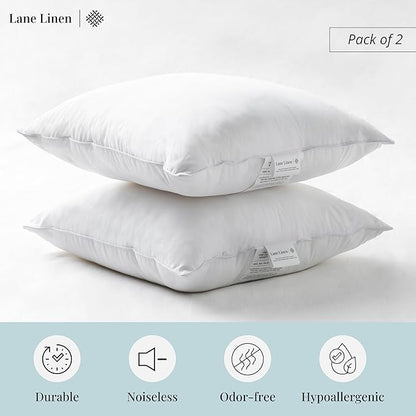 LANE LINEN 26x26 White Throw Pillow Inserts – Pack of 2 White, Fluffy Decorative Insert for Throw Pillow Covers, Perfect for Couch, Bed, Outdoor Use, and Elegant Sofa or Living Room Decor