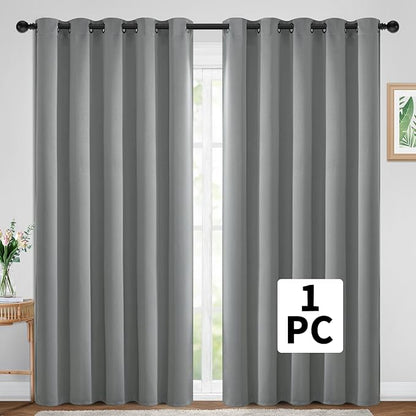 Yakamok Wide Thermal Blackout Patio Door Curtain Panel, Sliding Door Insulated Grommet Curtains, Extra Wide Curtains for Sliding Glass Door, Dove Grey, W70 x L84, 1 Panel