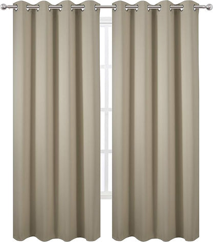LEMOMO Beige Thermal Blackout Curtains/52 x 95 Inch/Set of 2 Panels Room Darkening Curtains for Bedroom