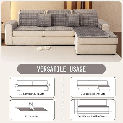 Velvet Couch Covers for Dogs, Dog Sectional Couch Covers, Pet Couchs Cover for 2-3 Seater, Couchs Protector for Dogs, Sectional Sofa Cover for Pet Washable(1PC,Dark Grey,27.6"×70.9")