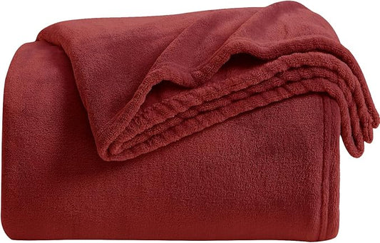 KMUSET Fleece Blanket Twin Size Burgundy Lightweight Super Soft Cozy Fuzzy Bed Blankets Microfiber Factory Shop