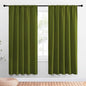 NICETOWN Christmas Window Curtains Blackout Drapes for Gifts, Thermal Insulated Solid Rod Pocket Blackout Curtains/Draperies for Living Room (Olive Green, 1 Pair, 52 by 72-Inch)
