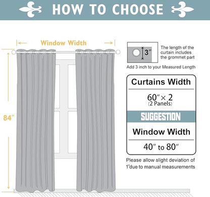 ChrisDowa 100% Blackout Curtains 84 inch Long for Bedroom with Black Liner, Extra Wide 2 Thick Layers Total Blackout Thermal Insulated Grommet Window Curtains 2 Panels Set (Beige, 60 x 84 Inch)