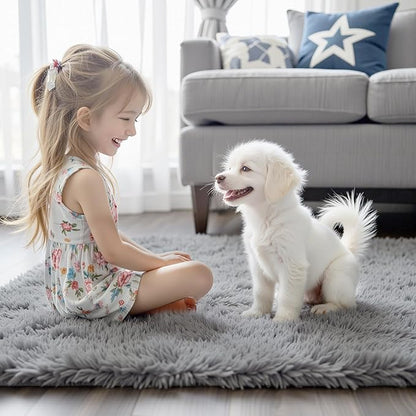 Rugs for Living Room 6x9, Alfombras para Salas Shag Large Plush Soft Area Rug, Shaggy Carpets for Bedroom, Kids Boys Girls Home Decor Aesthetic(Light Grey, 6x9 Feet)