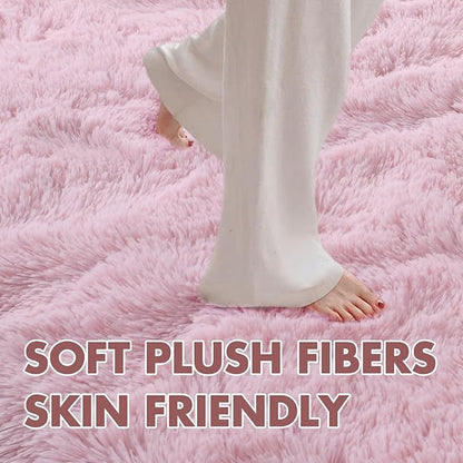 6x9 Ft Large Pink Rugs for Living Room Girls, Shag Fluffy Area Rug for Bedroom, Ultra Soft Furry Rug Indoor Carpet for Kids Room Nursery Home Decor