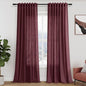 Nanspring Burgundy Linen Curtains for Living Room 105 Inches Long Light Filtering Semi Sheer Curtain Back Tab Vintage Boho Decor Elegant Luxury Drapes for Bedroom Dinner Room 52x105, 2 Panels