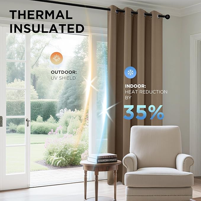 Joydeco Blackout Curtains 84 Inch Length 2 Panels Set, Thermal Insulated Long Drapes 2 Burg, Room Darkening Grommet Curtains for Living Room Bedroom Window