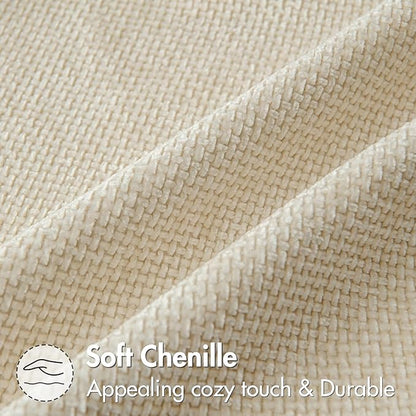 MIULEE Pack of 2 Couch Throw Pillow Covers 18x18 Inch Neutral Cream Modern Boho Accent Decorative Pillow Covers Soft Chenille Farmhouse Cushion Covers for Home Decor Bed Sofa Living Room