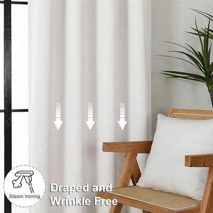 Simplebrand Ava Light Beige Light Filtering Curtains for Bedroom 72 Inch Length 2 Panels Set, Privacy Thermal Insulated Rod Pocket Door Window Curtains for Patio French Door Front Door, W40 x L72 Inch
