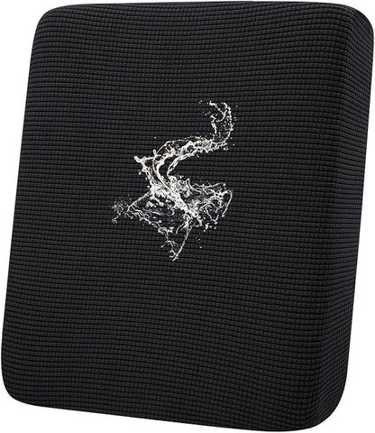 hyha Waterproof Couch Cushion Covers for Pets, Non Slip Sofa Seat Cover for Dogs Washable, Soft Thick Stretch Jacquard Fabric, Sofa Slipcovers with Elastic Bottom (1 Piece for Backrest M, Black)