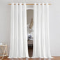 NICETOWN Linen Flax Semi Sheer Curtains 92" Length, Grommet Window Treatments Privacy Added with Light Penetration Vertical Drapes for Loft/Home Office, White, W55 x L92, 2 Panels