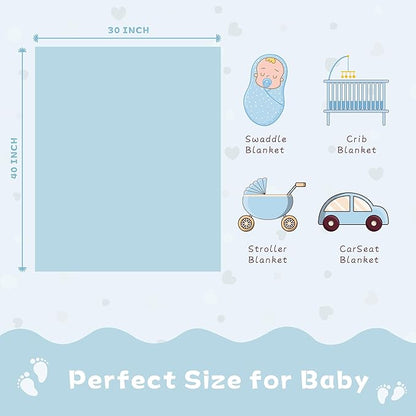 Sherpa Fleece Baby Blanket Heart Checkered Blanket, Ultra Soft Fluffy Premium Baby Blankets for Boys Girls, Cozy Infant Toddler Newborn Receiving Blankets for Crib Stroller 30”×40” (Blue)