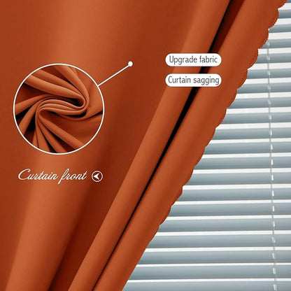 Self Adhesive Curtains Portable Blackout Curtain Simple and Easy to Install Bedroom Window Thermal Lnsulated Kitchen Room Darkening Black Small Drapes, 47" W X 96" L, Orange, 1 Panel