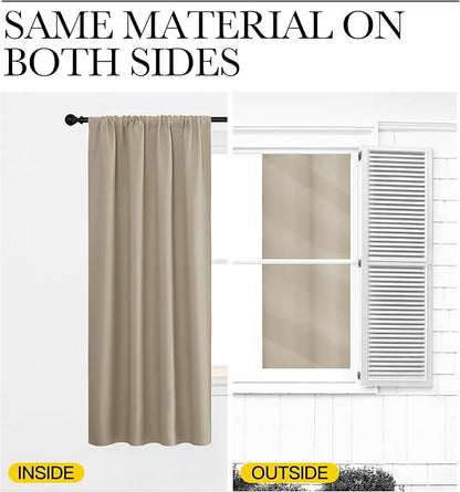 NICETOWN 2 Panels Blackout Curtains, Rod Pocket Thermal Insulated Drapess for Bedroom, Privacy Protection Easy-Care Heavy Duty Curtains for Living Room/Dining Room, W70 x L95 inches, Soft Taupe