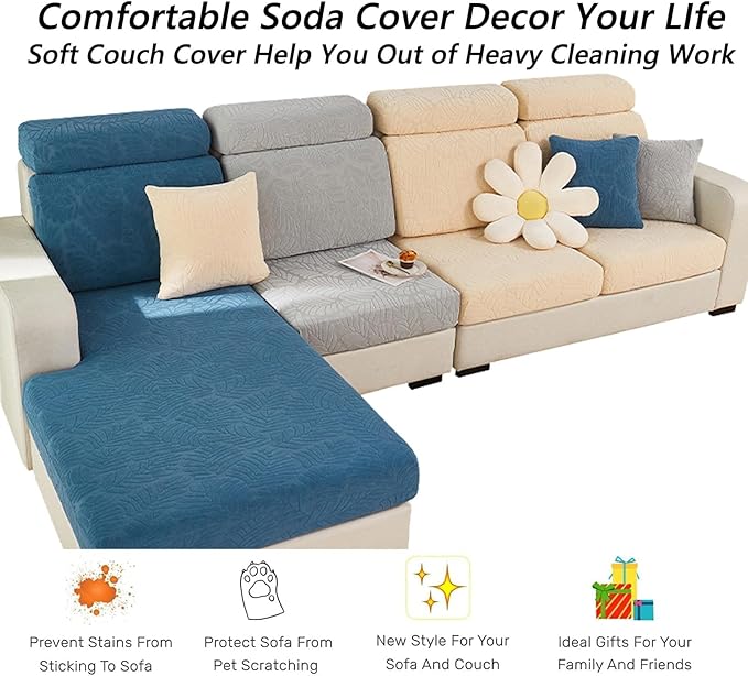 Soothing Home Sofa Covers, Sofa Hero Covers, Wear-Resistant Universal Couch Covers Washable Stretch Sectional Couch Cushion Covers (Light Green,Headrest Cover)