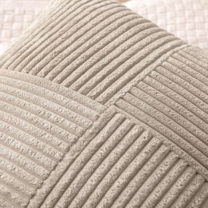 MIULEE Light Brown Decorative Throw Pillow Covers 16x16 Inch for Couch Bed Sofa Pack of 2 Boho Neutral Farmhouse Throw Pillows Soft Cross Corduroy Patchwork Textured Cushion Cases