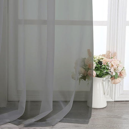 Chyhomenyc Charcoal Grey Sheer Scarf Valances for Windows 216 Inch Extra Long, Window Scarf Drapes Rod Pocket Backdrop for Wedding Arch Draping/Party/Canopy Bed/Living Room, 2PC, 18 Feet Length
