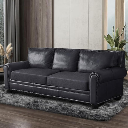 Leather Look Couch Cushion Covers Sofa Seat Slipcovers Sets Couches Furniture Protector for Sectional Armchair Loveseat Pets Kids Stretch Spandex Fabric (2 Cushion Sofa, Dark Grey)