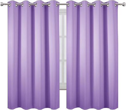 LEMOMO Lavender Blackout Curtains 52 x 63 Inch Length/Set of 2 Curtain Panels/Thermal Insulated Room Darkening Blackout Curtains for Bedroom