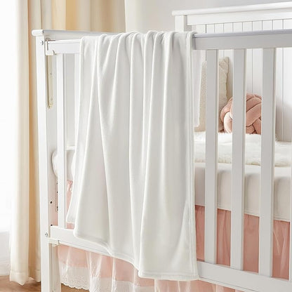 BEDELITE Baby Blankets for Boys and Girls 30" x 40", Soft Cozy Fuzzy Fleece Blanket for Kids Infant Newborn, Warm and Breathable Toddler Blanket for Crib Stroller Bed Travel, White