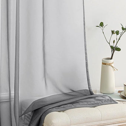 MIULEE 2 Panels Solid Color Sheer Window Curtains Elegant Window Voile Panels/Drapes/Treatment for Bedroom Living Room (54X54 Inches Charcoal Grey)