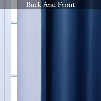 SimpleHome Ombre Room Darkening Curtains for Living Room, Light Blocking Gradient Blue to Grey White Thick Thermal Insulated Grommet Window Curtains/Drapes for Bedroom, 2 Panels, 52x72 inches Length