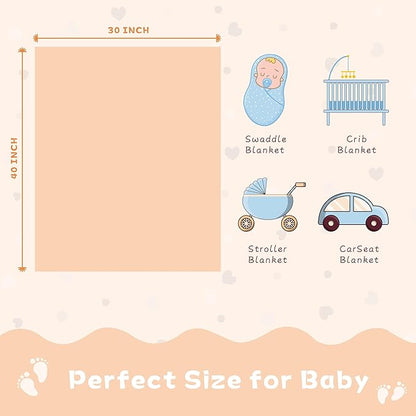 Yurhap Fleece Baby Blanket Heart Checkered, Ultra Soft Cozy Baby Blankets for Girls Boys, Fluffy Infant Toddler Newborn Receiving Gifts for Crib Stroller 30"x40" (Apricot Pink)