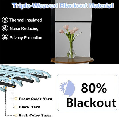 Simplebrand Ava Grey Blackout Curtains for Bedroom 63 Inch Length 2 Panels Set, Solid Thermal Insulated Energy Saving Rod Pocket Window Treatment Curtains Blackout Drapes, W40 x L63 Inch, Grey