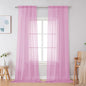 Simplebrand Pink Sheer Curtains 96 Inches Long, Light Filtering Rod Pocket Solid Color Window Sheer Curtain Panels, Elegant Curtains & Drapes for Living Room, Bedroom 2 Panels (Pink, 42" W x 96" L)