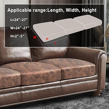 Leather Look Couch Cushion Covers Sofa Seat Slipcovers Sets Couches Furniture Protector for Sectional Armchair Loveseat Pets Kids Stretch Spandex Fabric (3 Cushion Sofa, Light Brown)