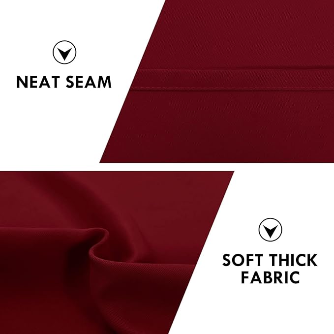 DWCN Blackout Curtains for Living Room Thermal Insulated, Energy Saving & Noise Reducing Bedroom Curtains, Amaranth Red, W 52x L 36 Inch, Set of 2 Rod Pocket Curtain Panels