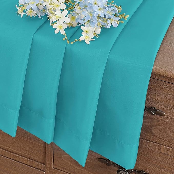 Window Sheer Curtains 54 inch Length, Soft Airy Light Filtering Sheer Curtain 2 Panels Set, Dual Rod Pocket Gauze Drapes for Living Room Bedroom, Turquoise, 2x42Wx54L Inches