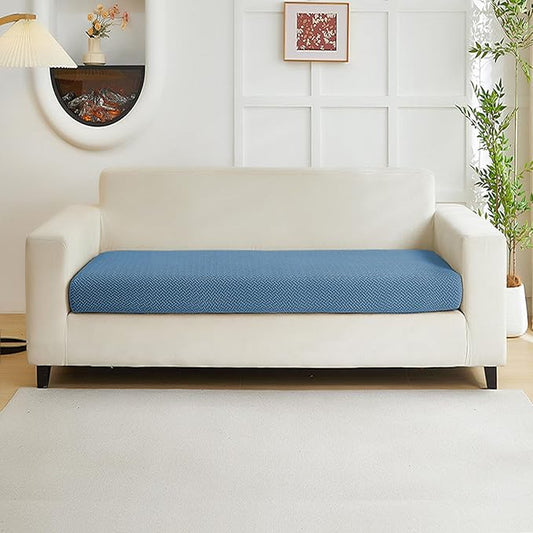 Couch Covers for 2 Cushion Sofa Pet Friendly Couch Cushion Covers Universal Sofa Covers Washable Stretch Slipcovers for Sectional Sofa (Texture Blue,Large Double Seat Cover)