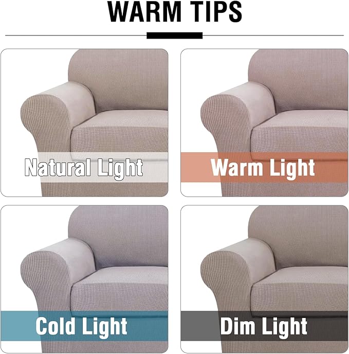 H.VERSAILTEX Armchair Slipcover Chair Cover 2 Piece Stretch Slipcovers Furniture Protector with Elastic Bottom Fit Armchair Width Up to 47 Inch, Stretch Spandex Jacquard Fabric(Chair, Sand)