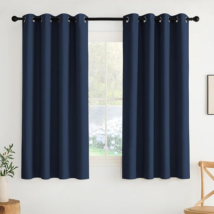 NICETOWN Room Darkening Draperies Curtains Panels, 2 Panels Navy Blue W52 x L63