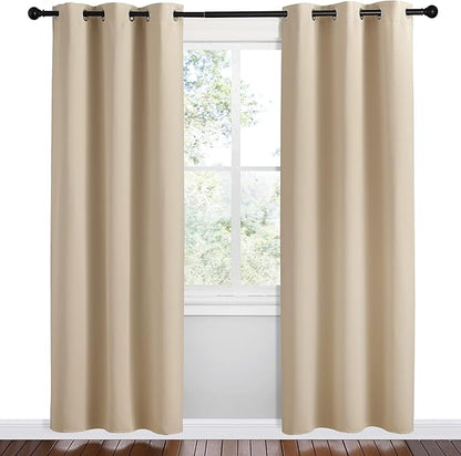 NICETOWN Room Darkening Curtain Panels for Cafe, Biscotti Beige, 2 Panels, W42 x L78 -inch, Thermal Insulated Grommet Room Darkening Draperies/Drapes for Window