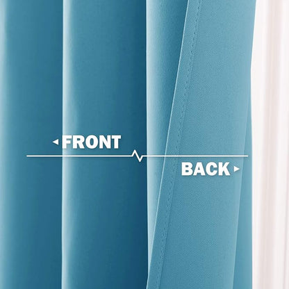 NICETOWN Thermal Insulated Blackout Window Curtains - Energy Efficient Home Decor Grommet-Top Short Curtains for Bedroom (42 by 36 1.2 inches Header, Teal Blue, 2 Packs)