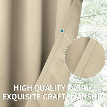 BGment Room Darkening Curtains 72 Inches Long - Grommet Thermal Insulated Drapes Window Treatment Curtains for Bedroom, 2 Panels, 52 x 72 Inch, Beige