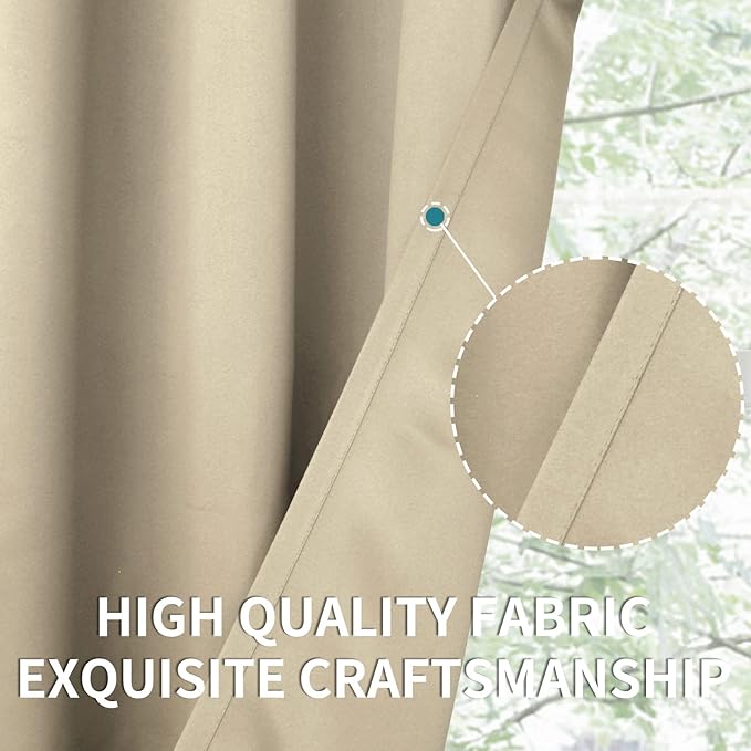 BGment Beige Short Curtains for Kitchen Window, Room Darkening Curtains 45 Inch Length Thermal Insulated Drapes for Small Bedroom, Set of 2 Panels, 38 x 45 Inch