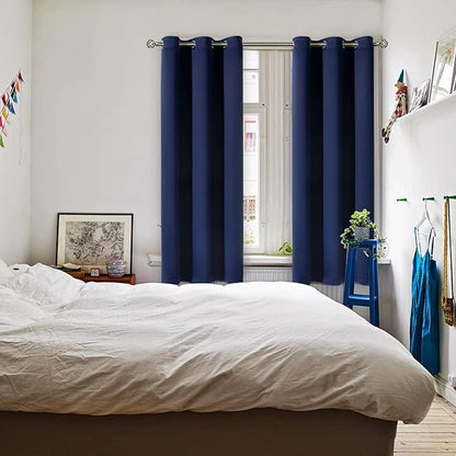 BGment Blackout Curtains for Living Room - Grommet Thermal Insulated Room Darkening Curtains for Bedroom, Set of 2 Panels (42 x 72 Inch, Navy Blue)