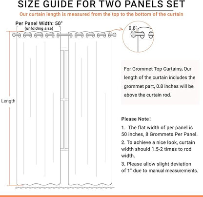 100% Blackout Shield Linen Blackout Curtains for Bedroom, Butter Cream Grommet Curtains for Living Room, Thermal Insulated Room Darkening Drapes for Nursery, Boho Home Decor, 50" W x 63" L, 2 Panels