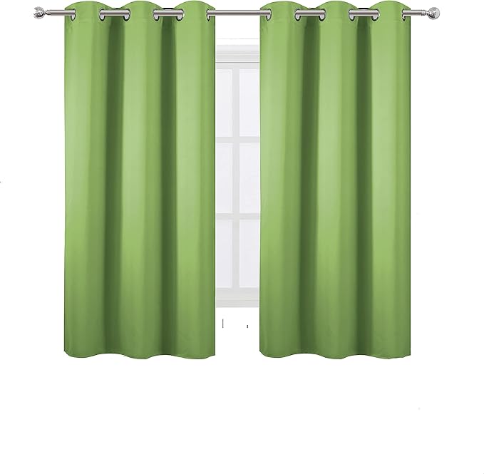 LEMOMO Light Green Thermal Blackout Curtains/38 x 63 Inch/Set of 2 Panels Room Darkening Curtains for Bedroom