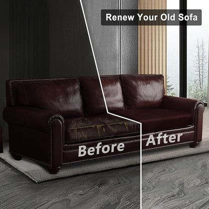 Leather Look Couch Cushion Covers Sofa Seat Slipcovers Sets Couches Furniture Protector for Sectional Armchair Loveseat Pets Kids Stretch Spandex Fabric (1 Cushion Sofa, Burgundy)