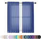 OWENIE Sheer Curtains 54 Inch Length 2 Panels Set, Royal Blue Clear Sheer Short Curtains for Small Window, Light Filtering Rod Pocket Curtain Sheers, 2 Pcs 84 Width 54 Long, Royal Blue