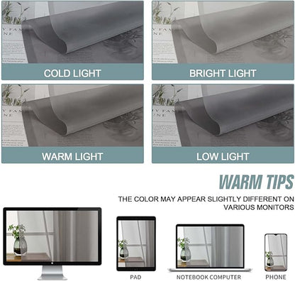 Grey Sheer Curtains for Window 72 inches Long 2 Panels Set, Soft Airy Modern Light Filtering Sheer Curtains for Living Room Bedroom, Dual Rod Pocket Solid Window Drapes, 2x42Wx72L inches