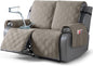 TAOCOCO 100% Waterproof Loveseat Recliner Cover, Non Slip Split Recliner Couch Cover with Elastic Straps, Washable Reclining Sofa Cover Furniture Protector for Kids, Dogs, Pets(2 Seater, Light Brown)