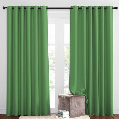 NICETOWN Insulated Blackout Curtains and Drapes - Energy Saving Thermal Insulated Solid Grommet Blackout Draperies for Sliding Glass Door/Patio (1 Pair, W80 x L84, Forest Green)