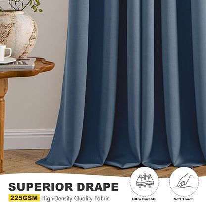 MIULEE Stone Blue Blackout Curtains for Bedroom Living Room 72 Inches Long 2 Panels, Thermal Insulated Room Darkening Drapes Solid Grommet Top Light Blue Window Treatments Set, W40 x L72 Inch